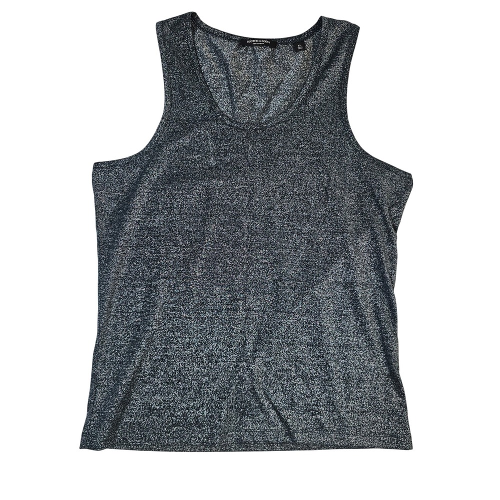 Scotch & Soda Amsterdam Mens XL Metallic Slver Black Sparkle Tank Top Sleeveless